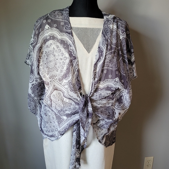 Sun and shadow paisley chiffon coverup - Picture 2 of 7